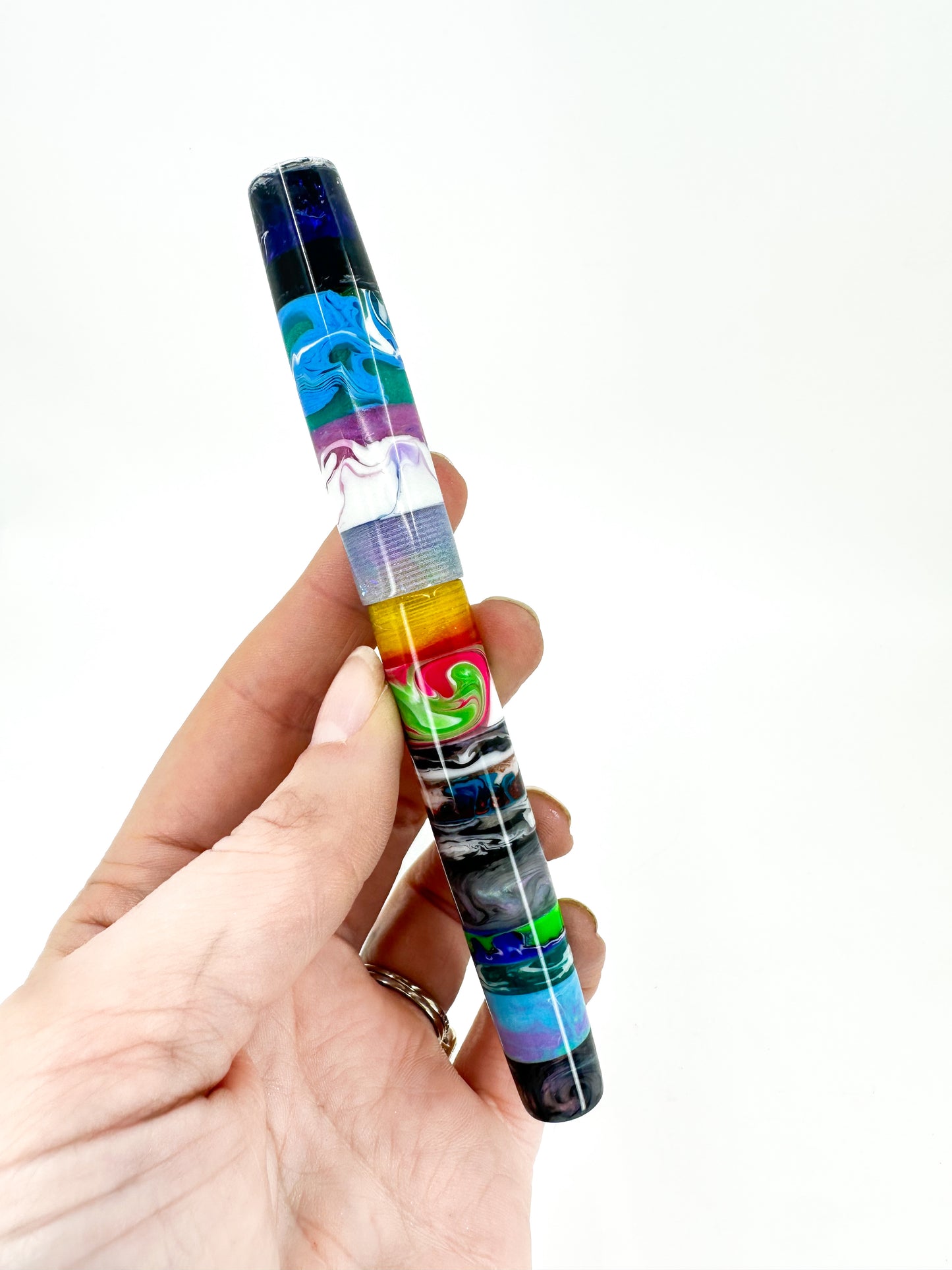 Stratified Fountain Pen with Pewter Finial: B3