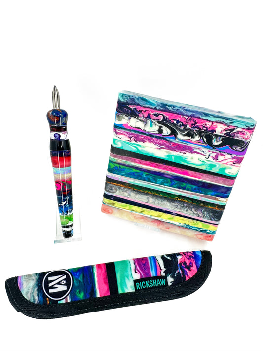 Stratified Nib Holder with Dark Green Opal Finial: B9