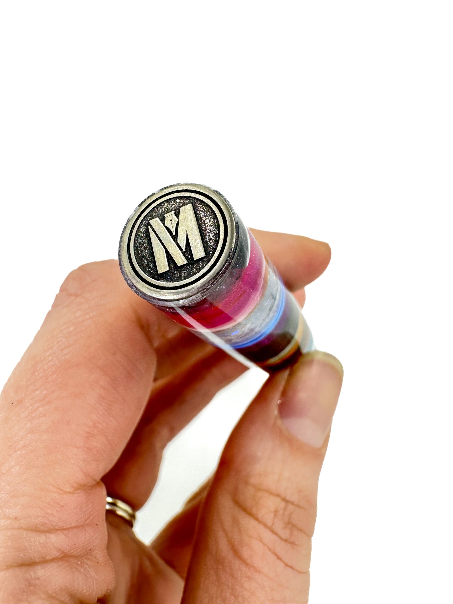 Stratified Fountain Pen with Pewter Finial: B1