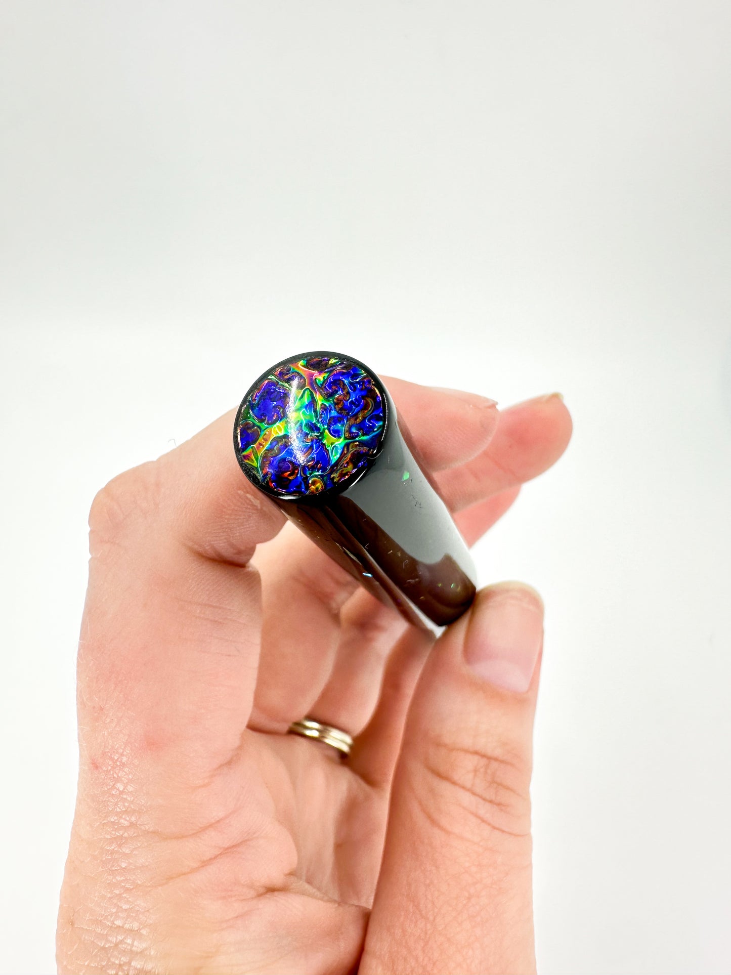 Black Opal Fountain Pen with Cap and Body Inlay