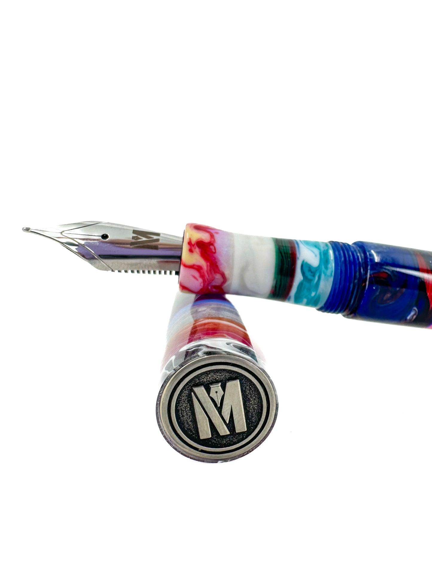 Stratified Fountain Pen with Pewter Finial: B1