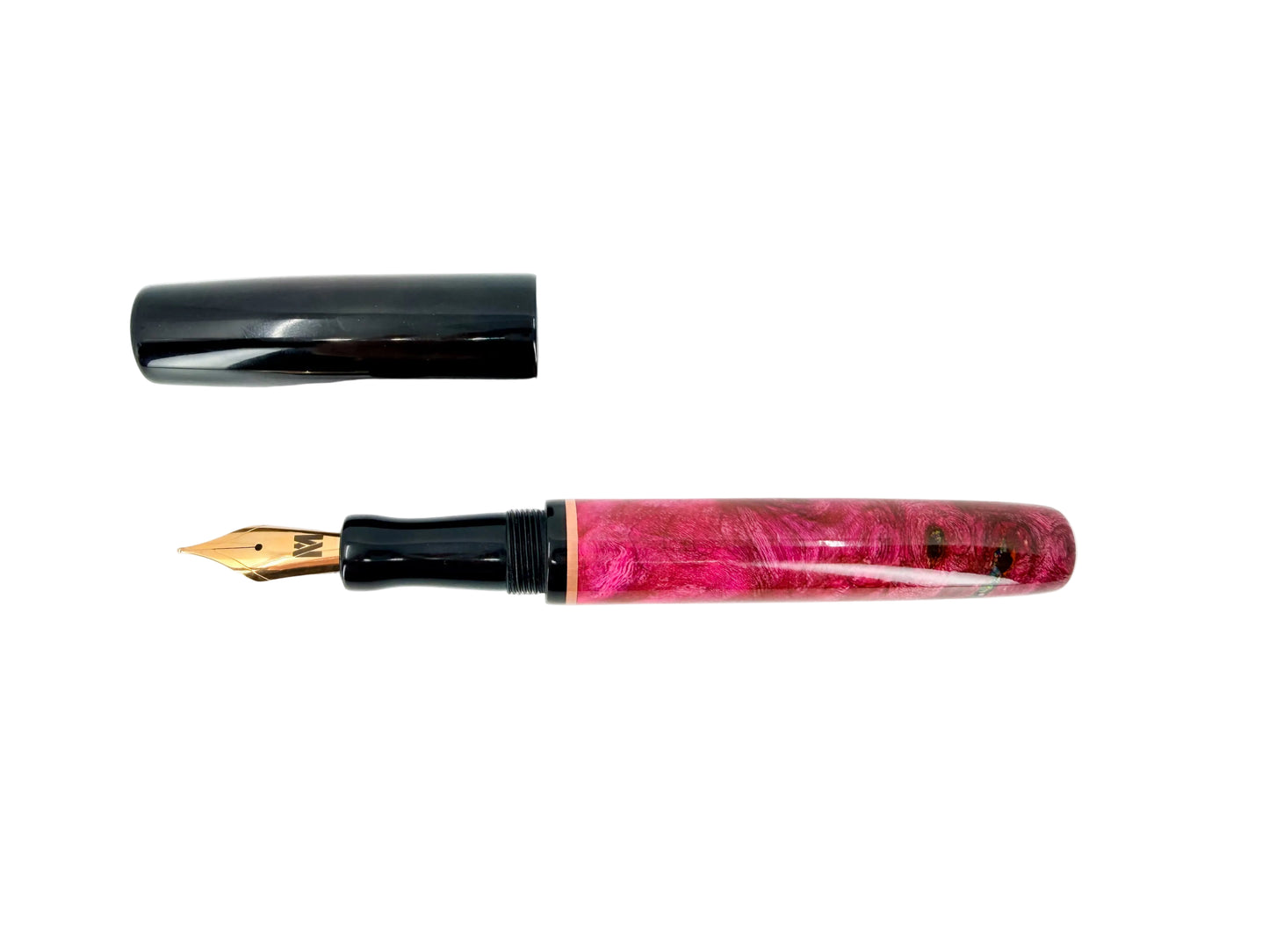 Pink Wood & Ebonite Fountain Pen with Opal Accent