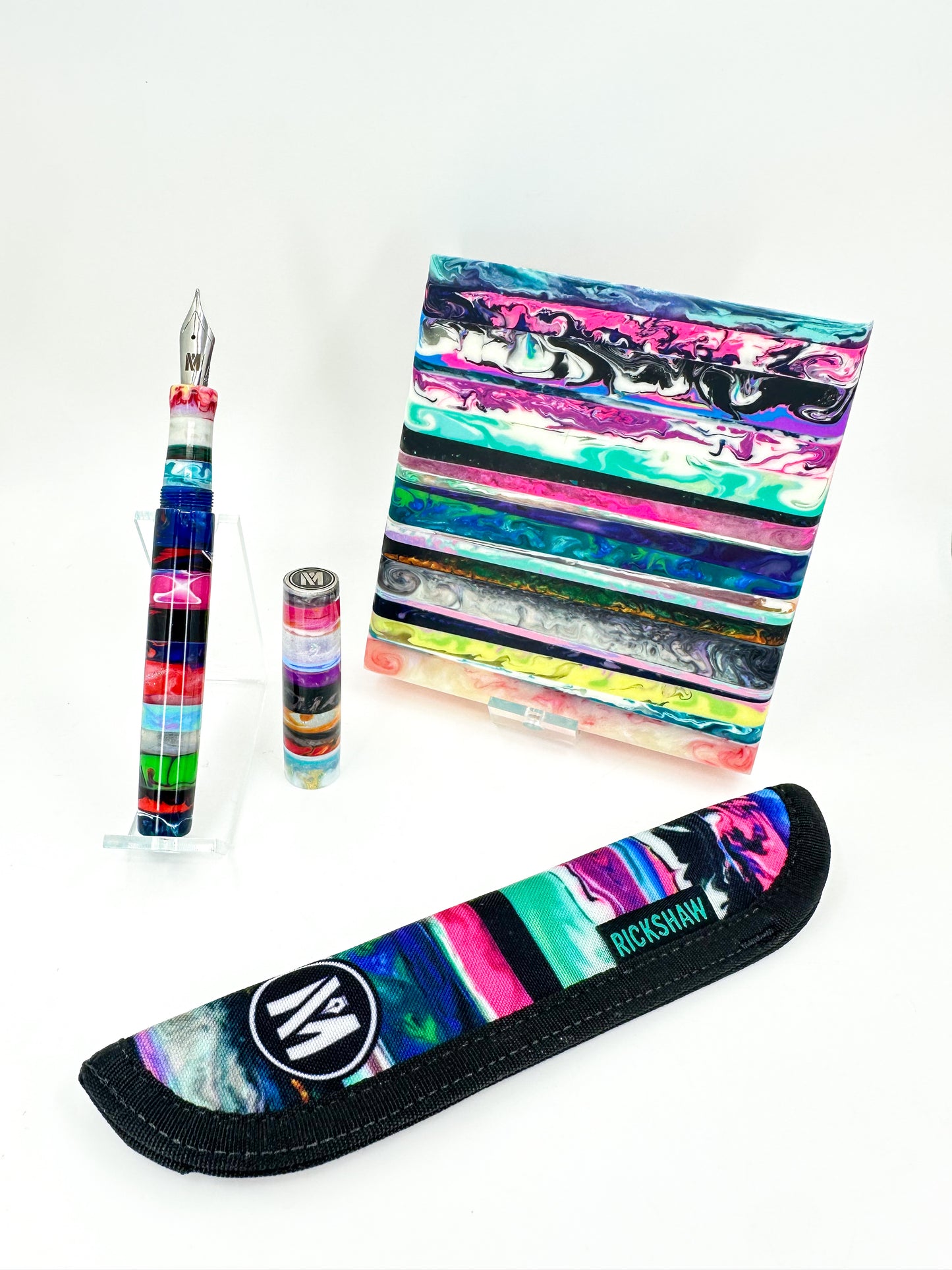 Stratified Fountain Pen with Pewter Finial: B1