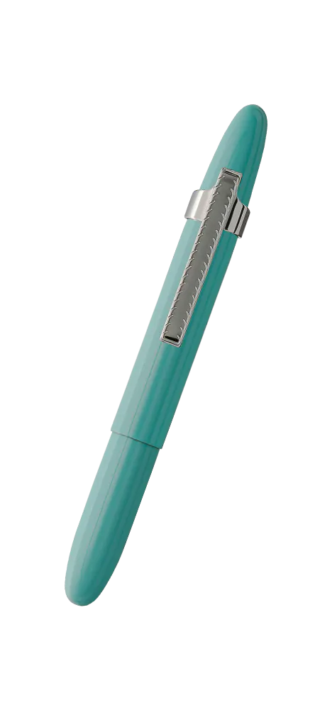 Tahitian Blue Bullet Space Pen, Chrome Finger Grip & Clip