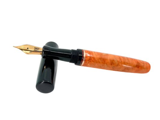 Orange Wood & Ebonite Fountain Pen with Opal Accent