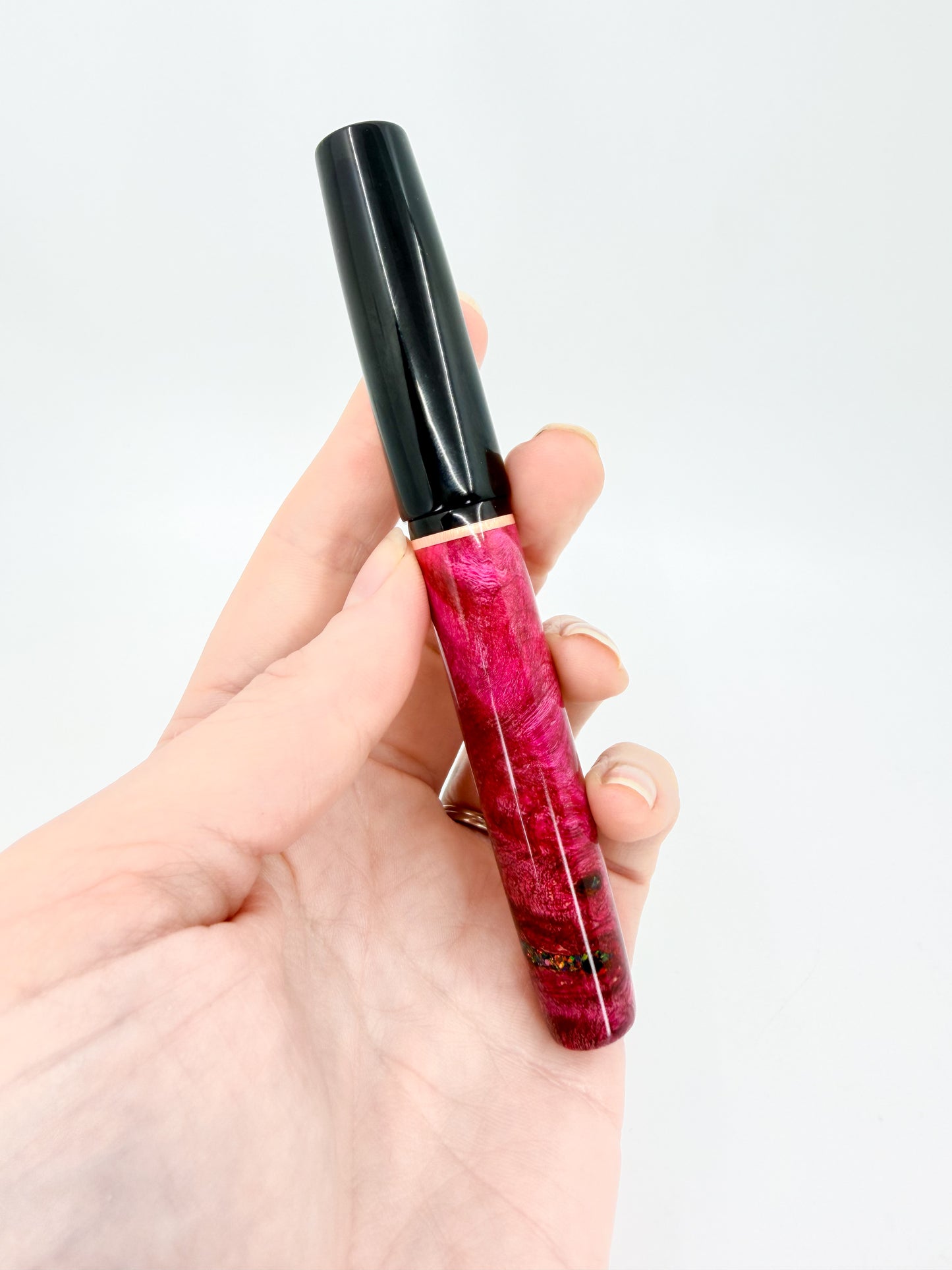 Pink Wood & Ebonite Fountain Pen with Opal Accent