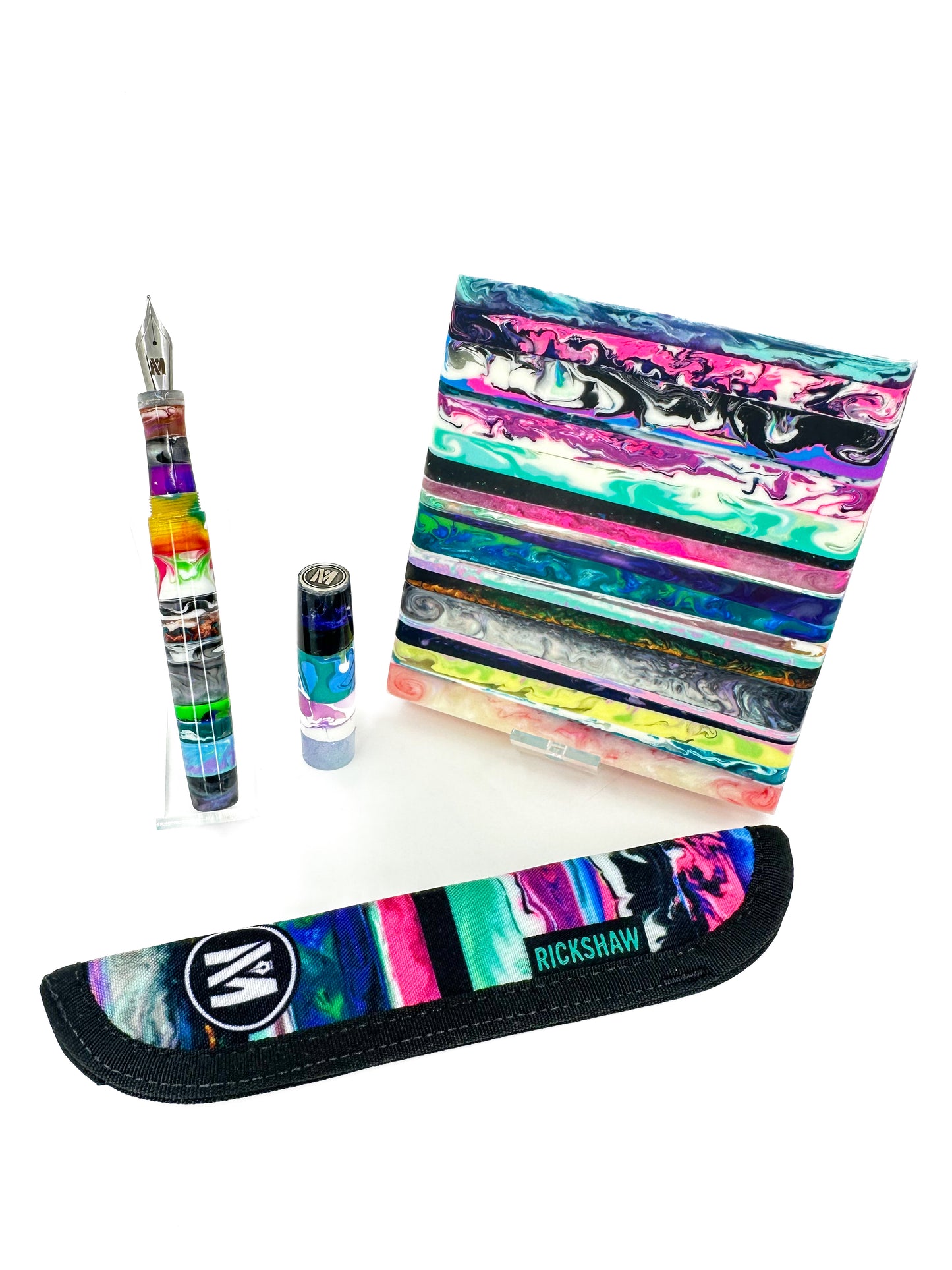 Stratified Fountain Pen with Pewter Finial: B3