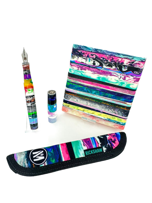 Stratified Fountain Pen with Pewter Finial: B3