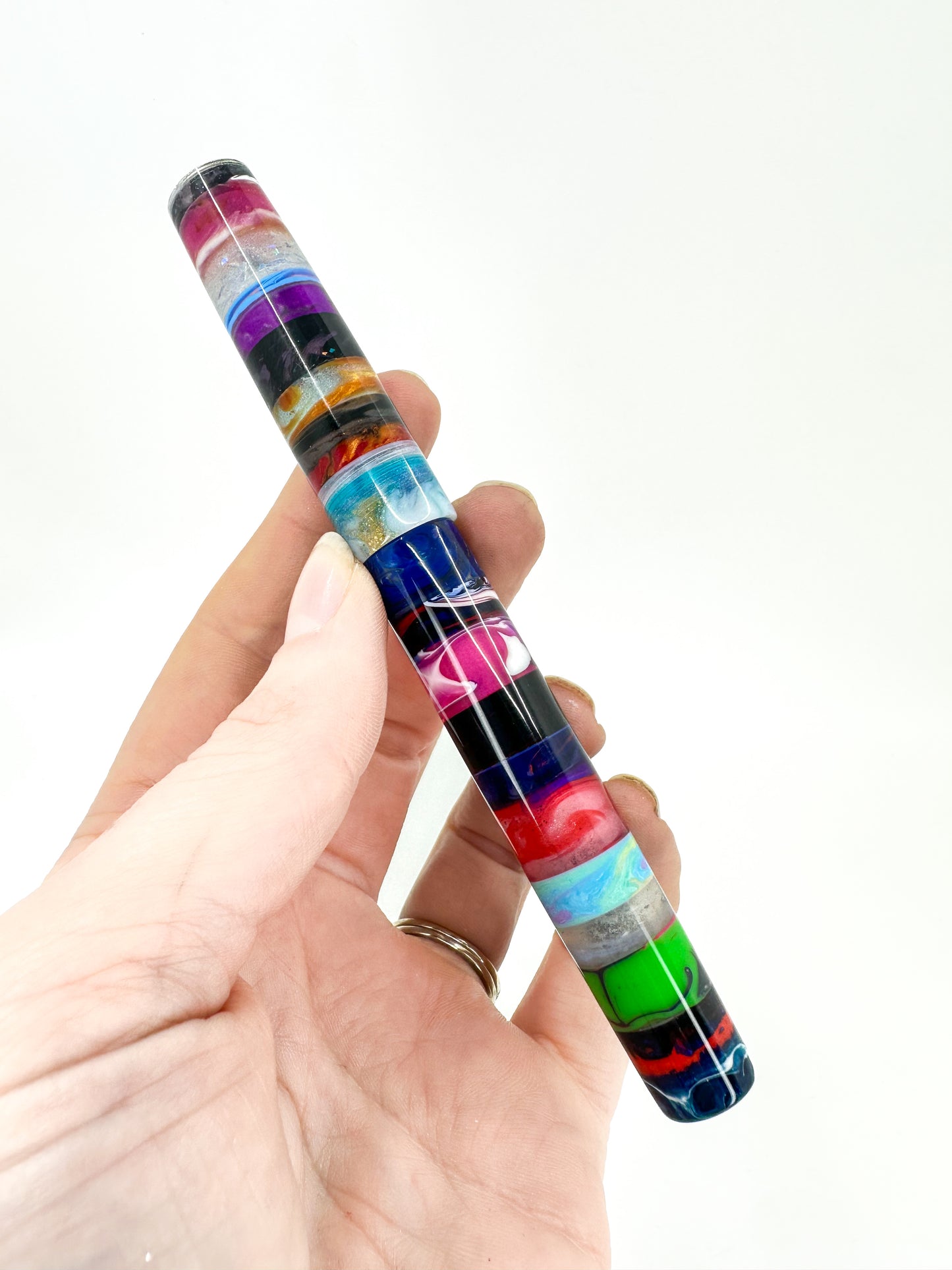 Stratified Fountain Pen with Pewter Finial: B1