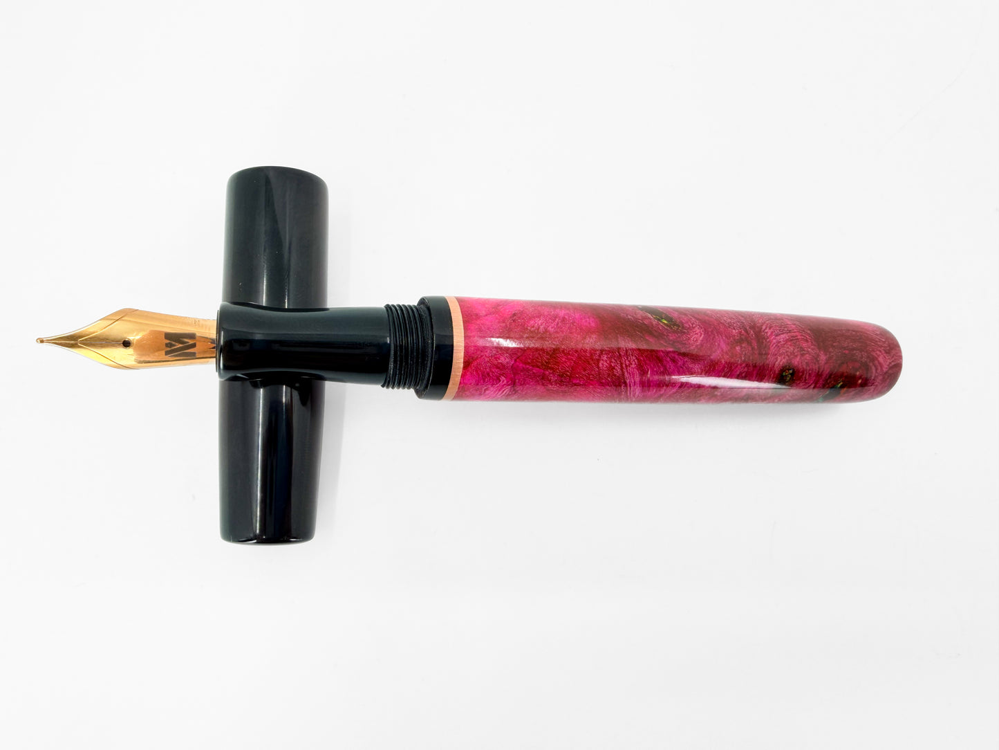 Pink Wood & Ebonite Fountain Pen with Opal Accent