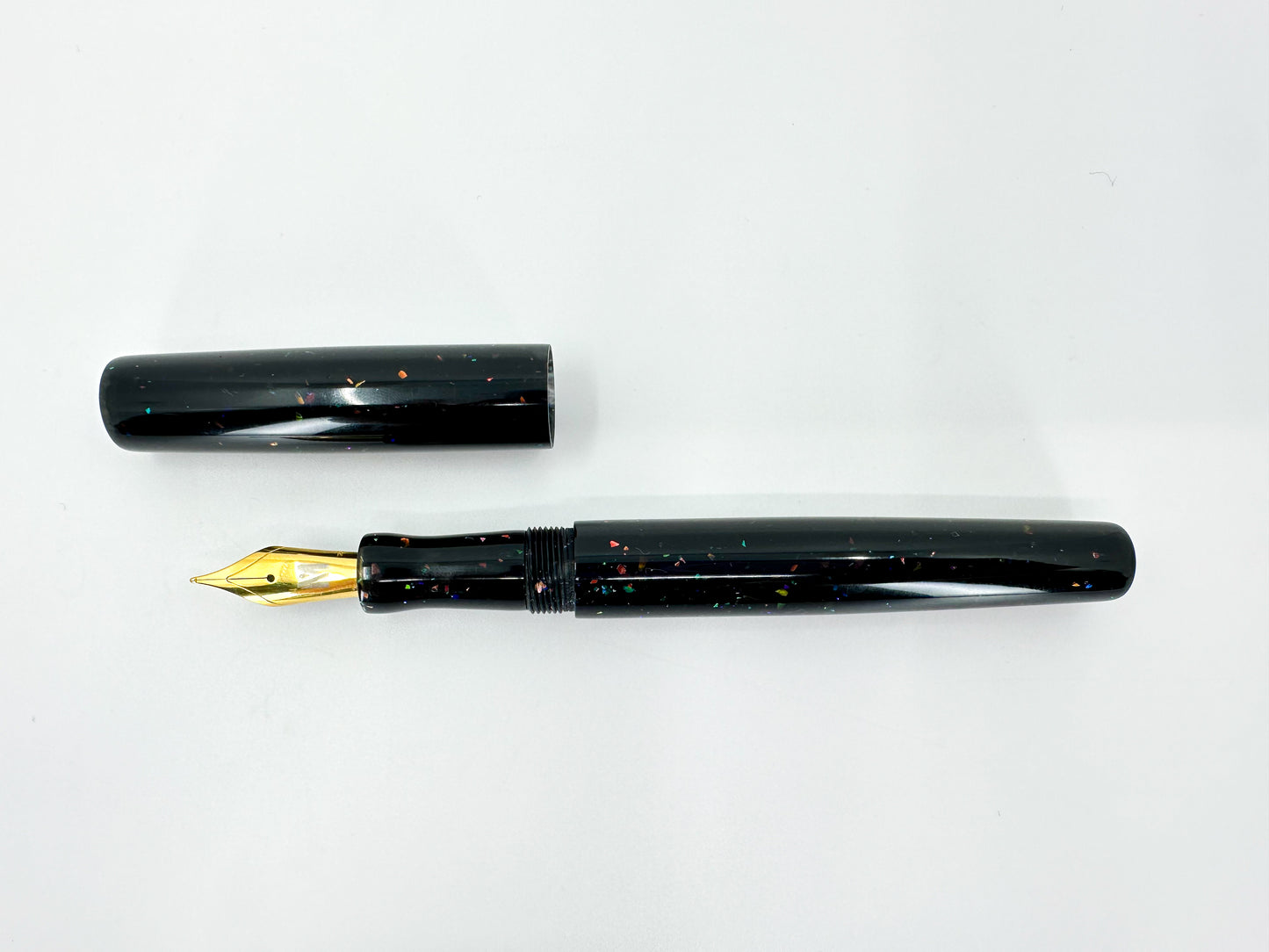 Black Opal Fountain Pen with Cap and Body Inlay