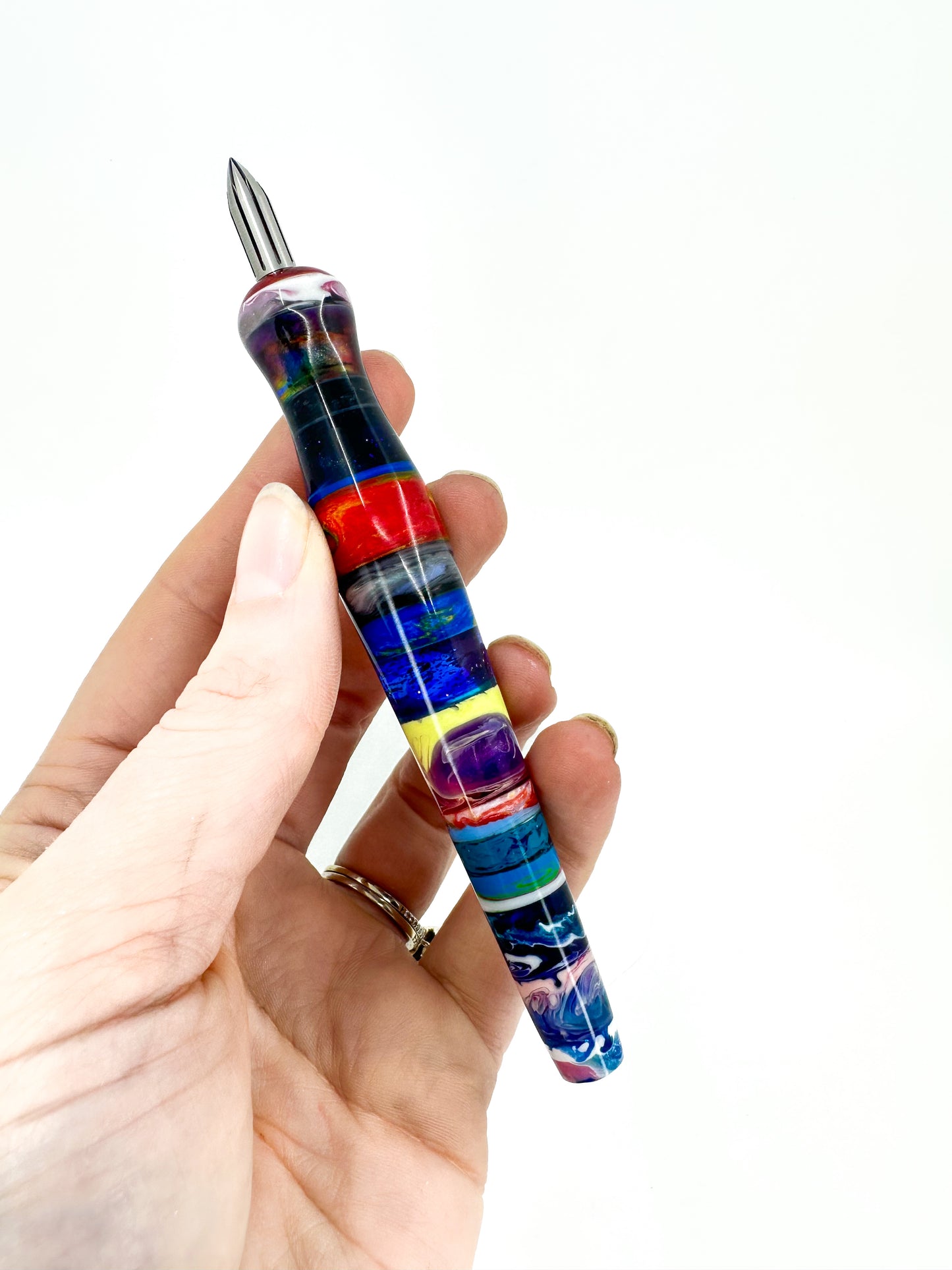 Stratified Nib Holder with Blue Opal Finial: B10
