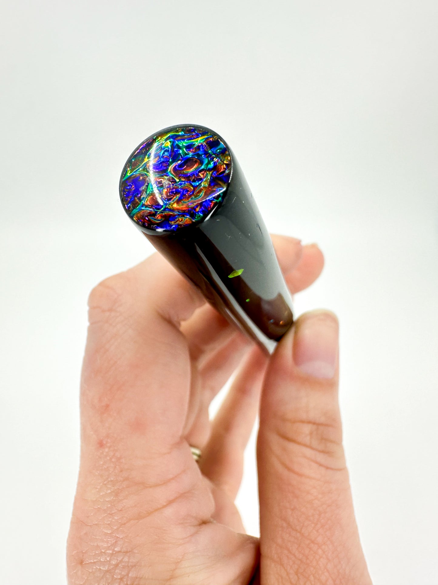 Black Opal Fountain Pen with Cap and Body Inlay